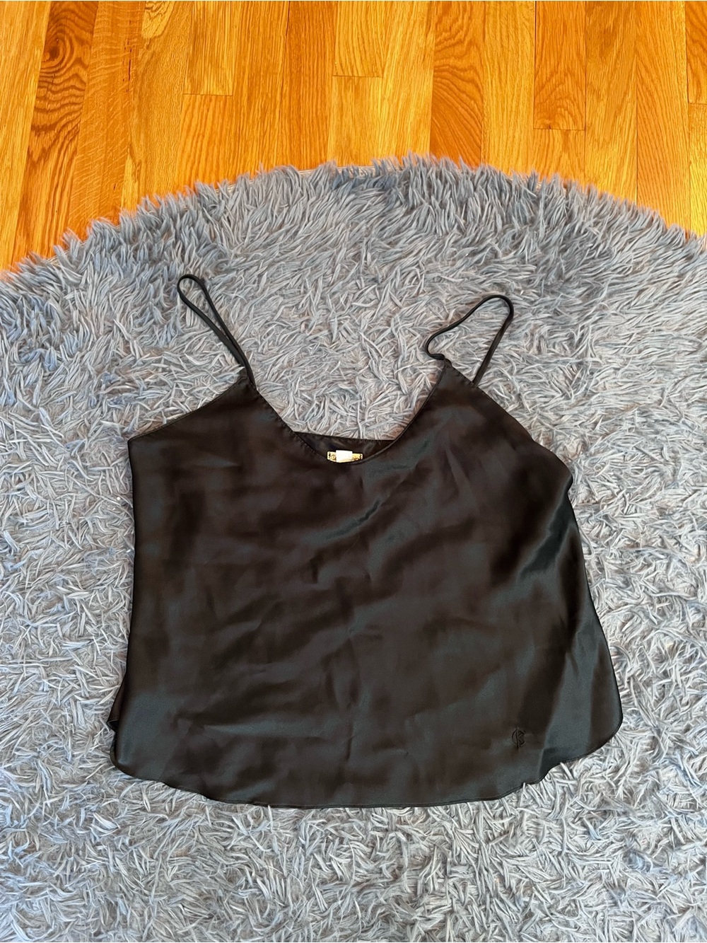 Calvin Klein Vintage Black Satin Spaghetti Strap Cami Top Size M
